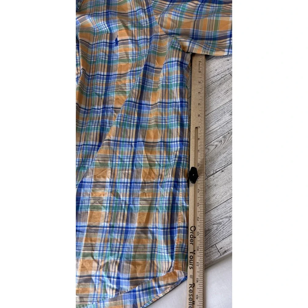Polo Ralph Lauren Shirt Mens Big 2X Multicolor Plaid Blue Pony Long Sleeve